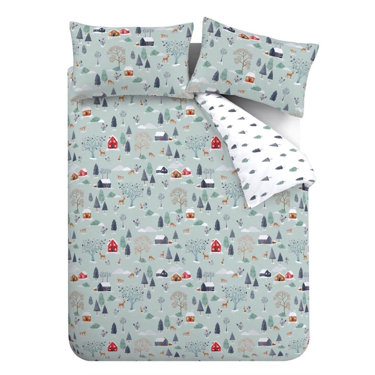 Bianca Brushed Cotton Winter Scene Duvet Cover and Pillowcase Set – image 6
