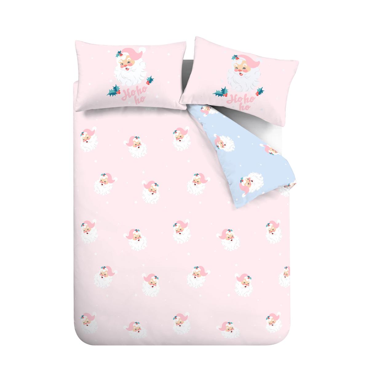 Catherine Lansfield Vintage Santa Reversible Duvet Cover and Pillowcase Set Pink – image 5
