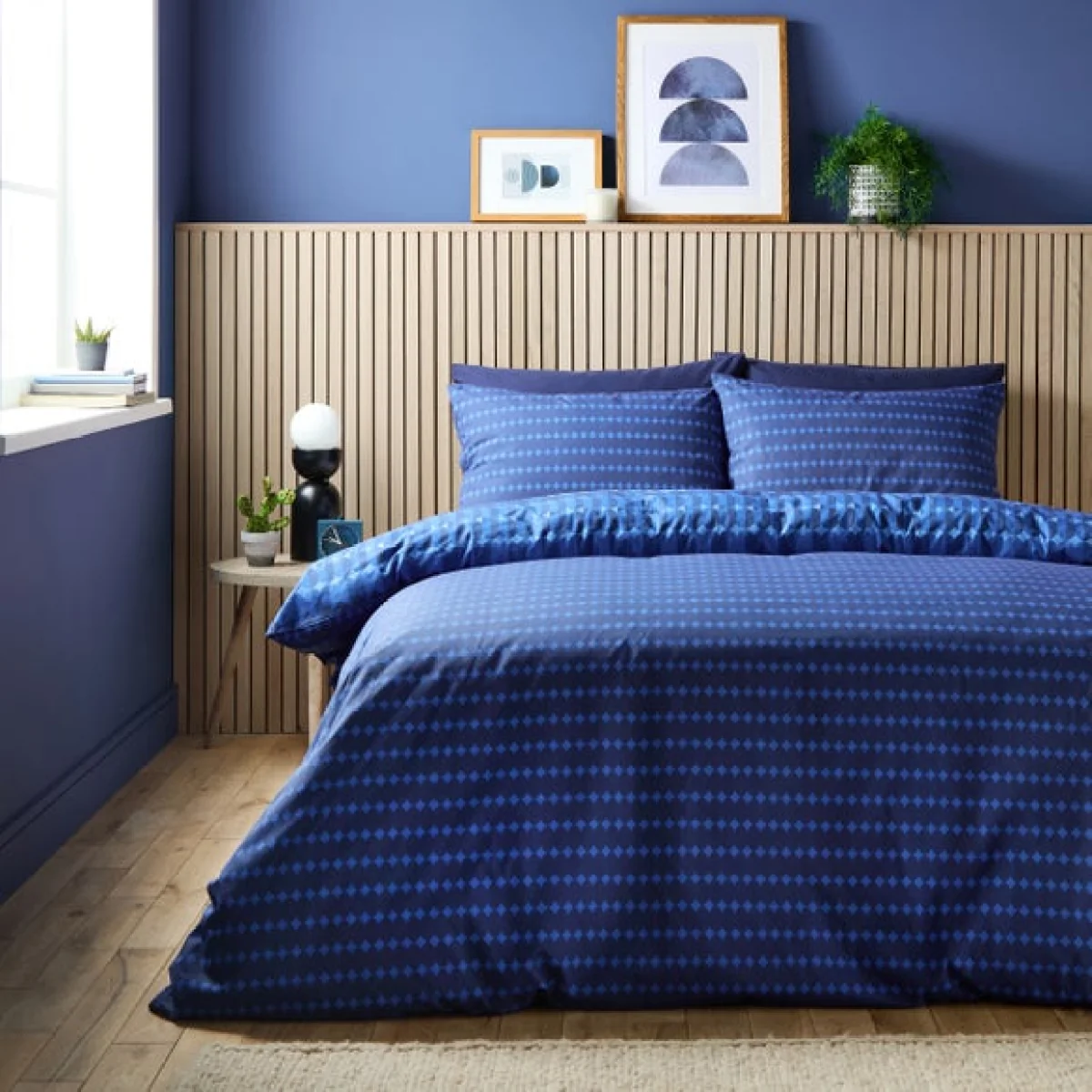 Oden Geometric Blue Duvet Cover and Pillowcase Set Blue – image 3