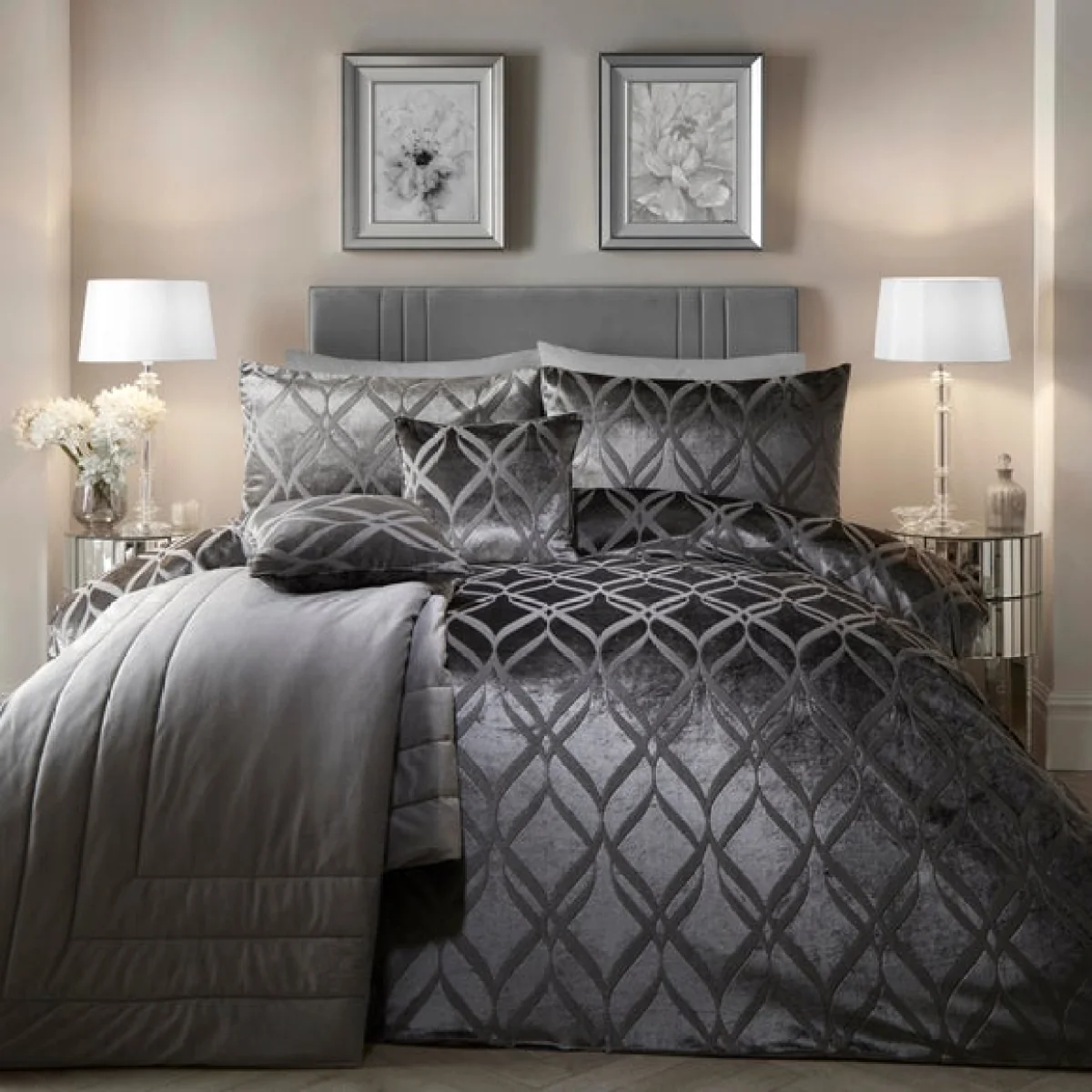 Belfort Duvet Cover and Pillowcase Set Slate Grey Slate (Grey) – image 1