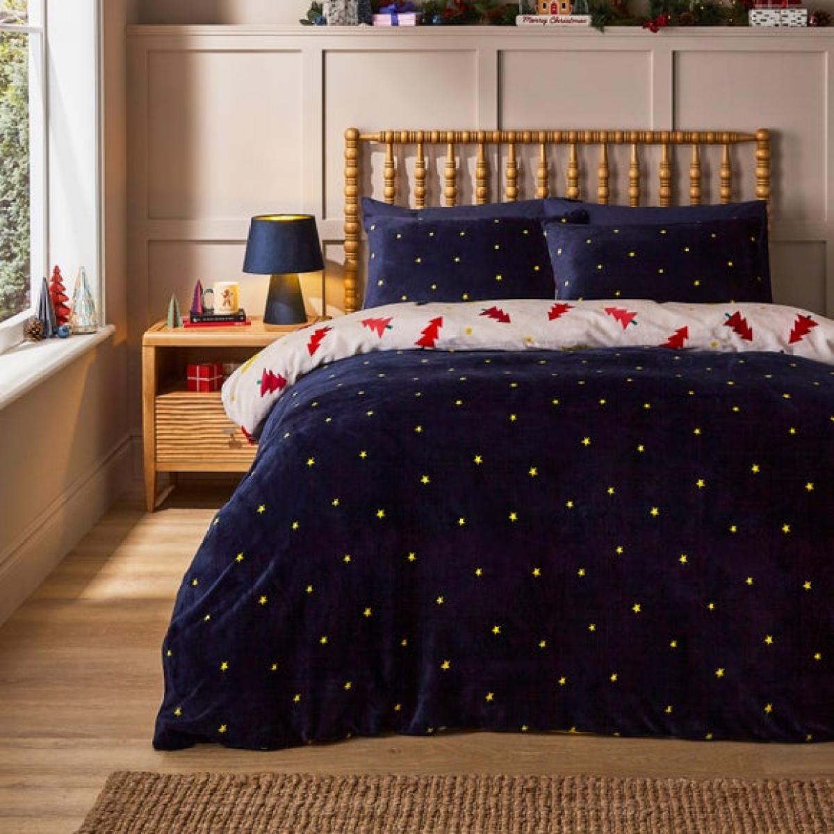 Multicoloured Trees Printed Fleece Duvet Cover and Pillowcase Set – image 2