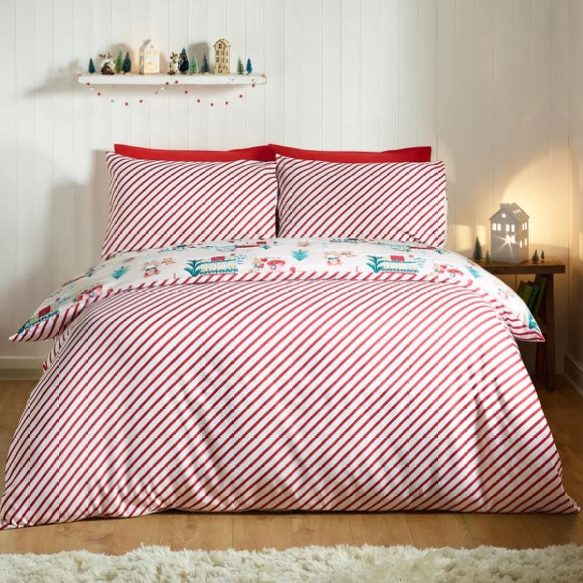 Catherine Lansfield Christmas Mouse Town Duvet Cover & Pillowcase Set – image 2