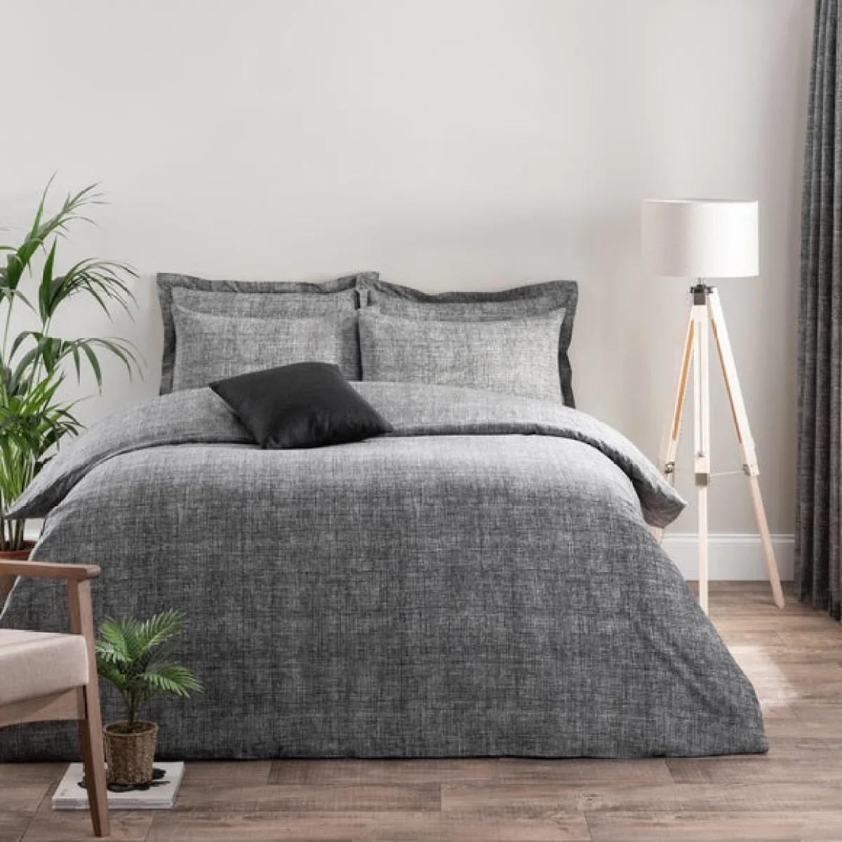 Grayson Charcoal Duvet Cover and Pillowcase Set Charcoal – image 1