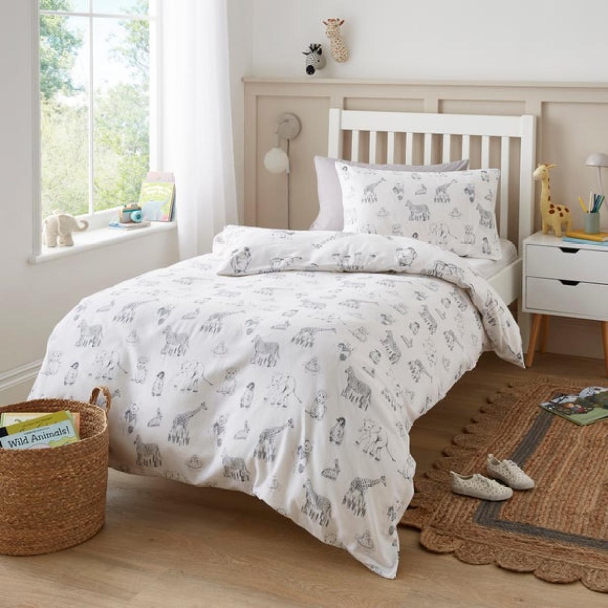 Sketched Animals Brushed Cotton Quilt Cover and Pillowcase Set – image 2