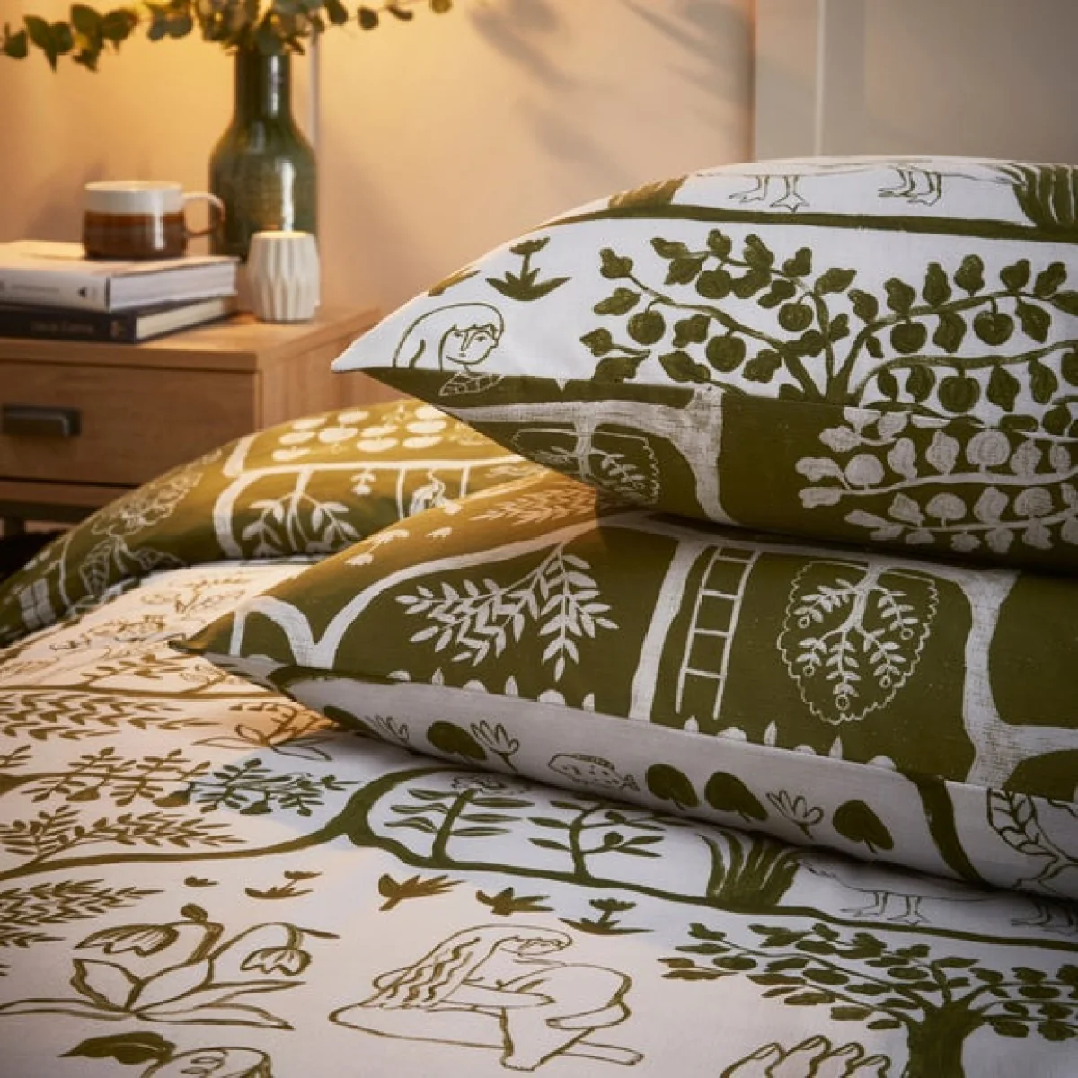 furn. Frida Duvet Cover & Pillowcase Set Green/White – image 5