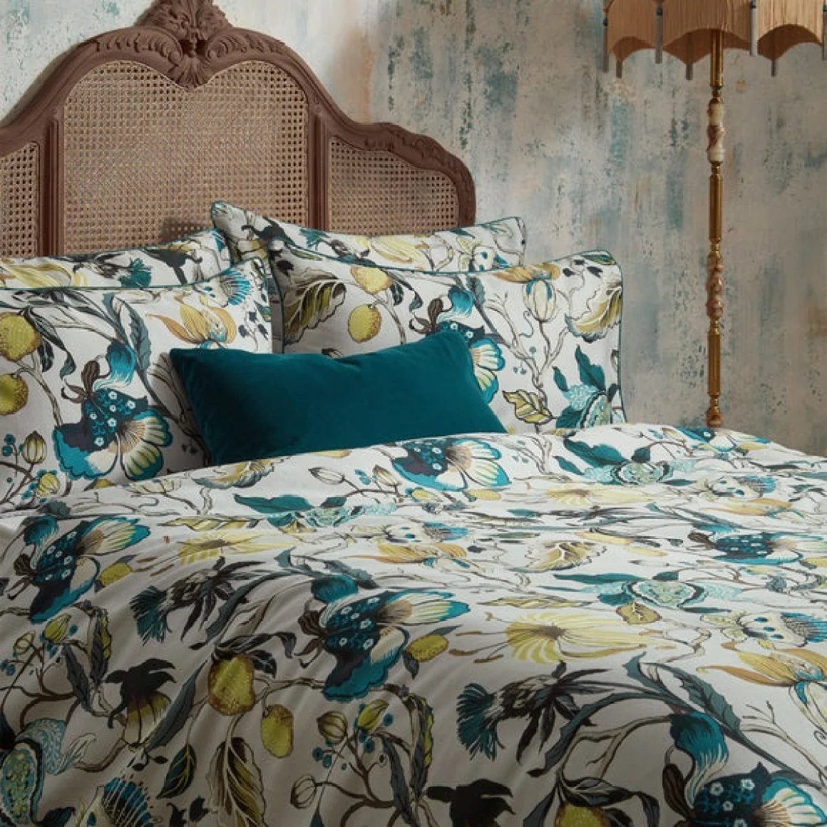 EW by Edinburgh Weavers Morton Floral Teal 100% Cotton Sateen Duvet Cover & Pillowcase Set Green – image 3