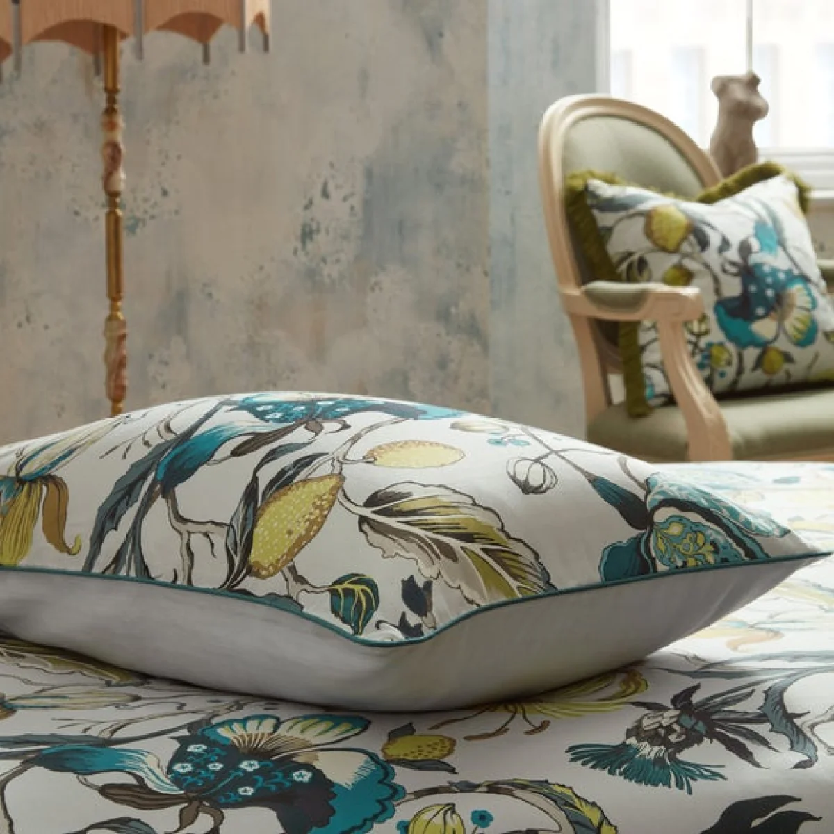 EW by Edinburgh Weavers Morton Floral Teal 100% Cotton Sateen Duvet Cover & Pillowcase Set Green – image 4