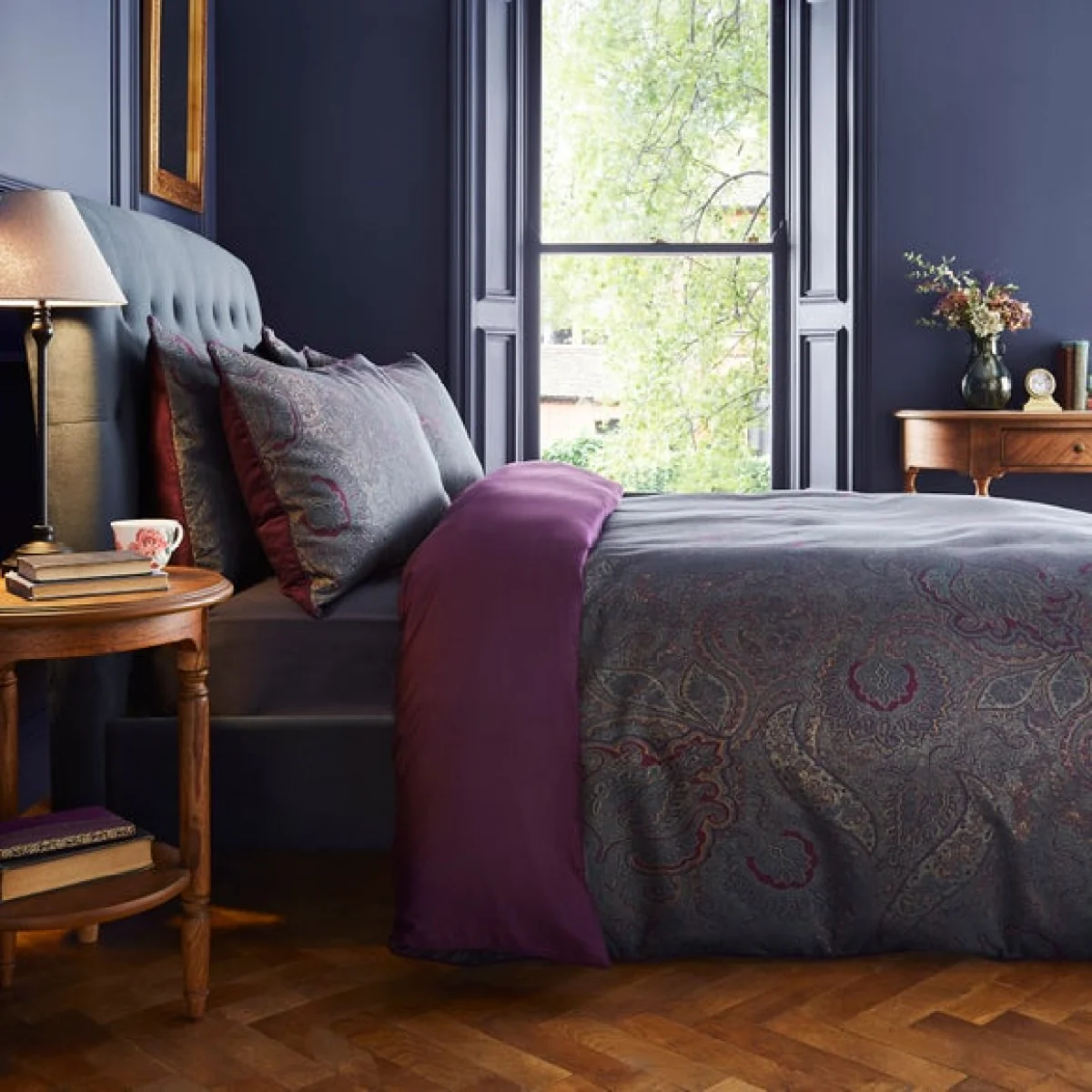 Dorma Paisley Jacquard Damson Duvet Cover and Pillowcase Set Damson (Purple) – image 2
