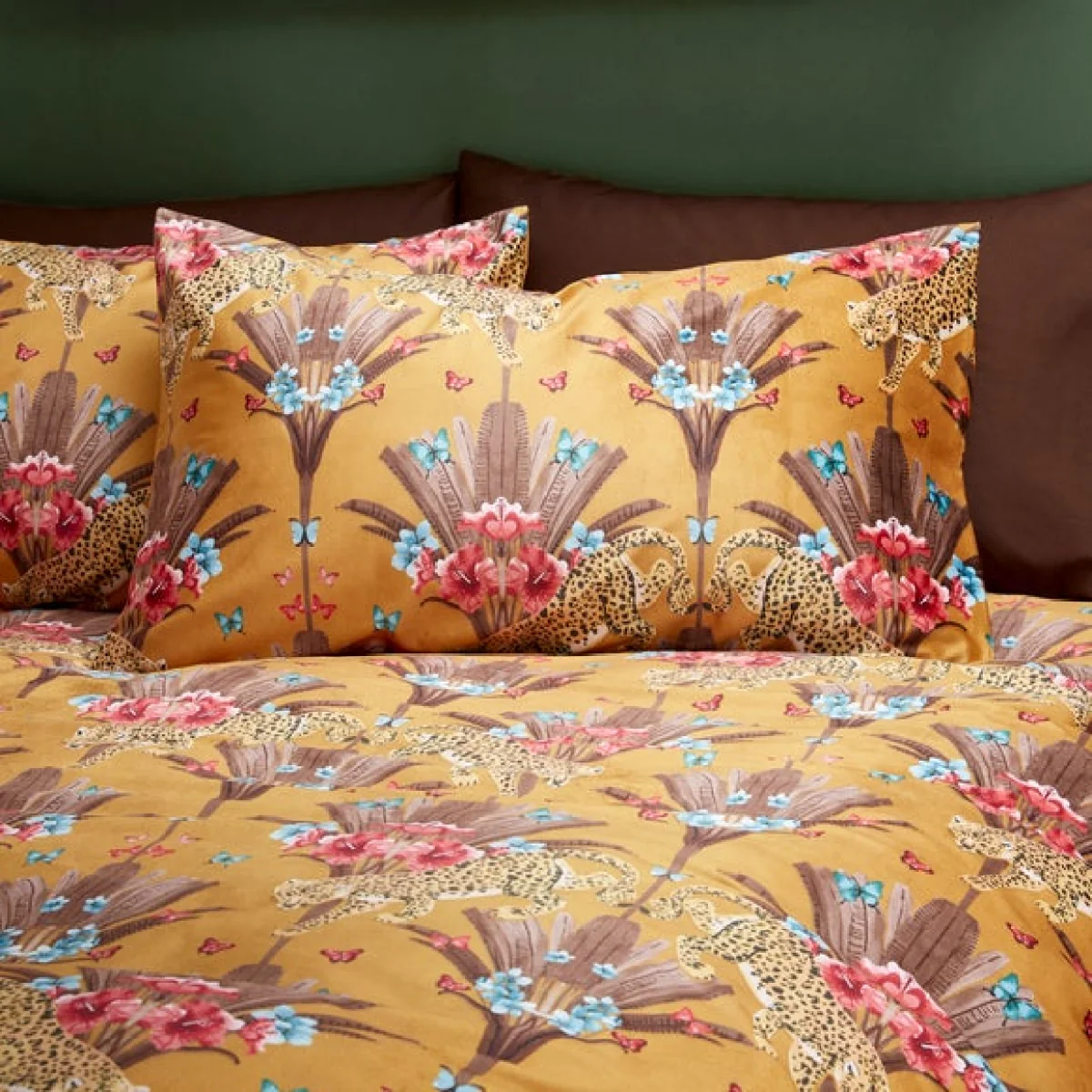Yael Jungle Leopard Ochre Duvet Cover and Pillowcase Set Ochre – image 2