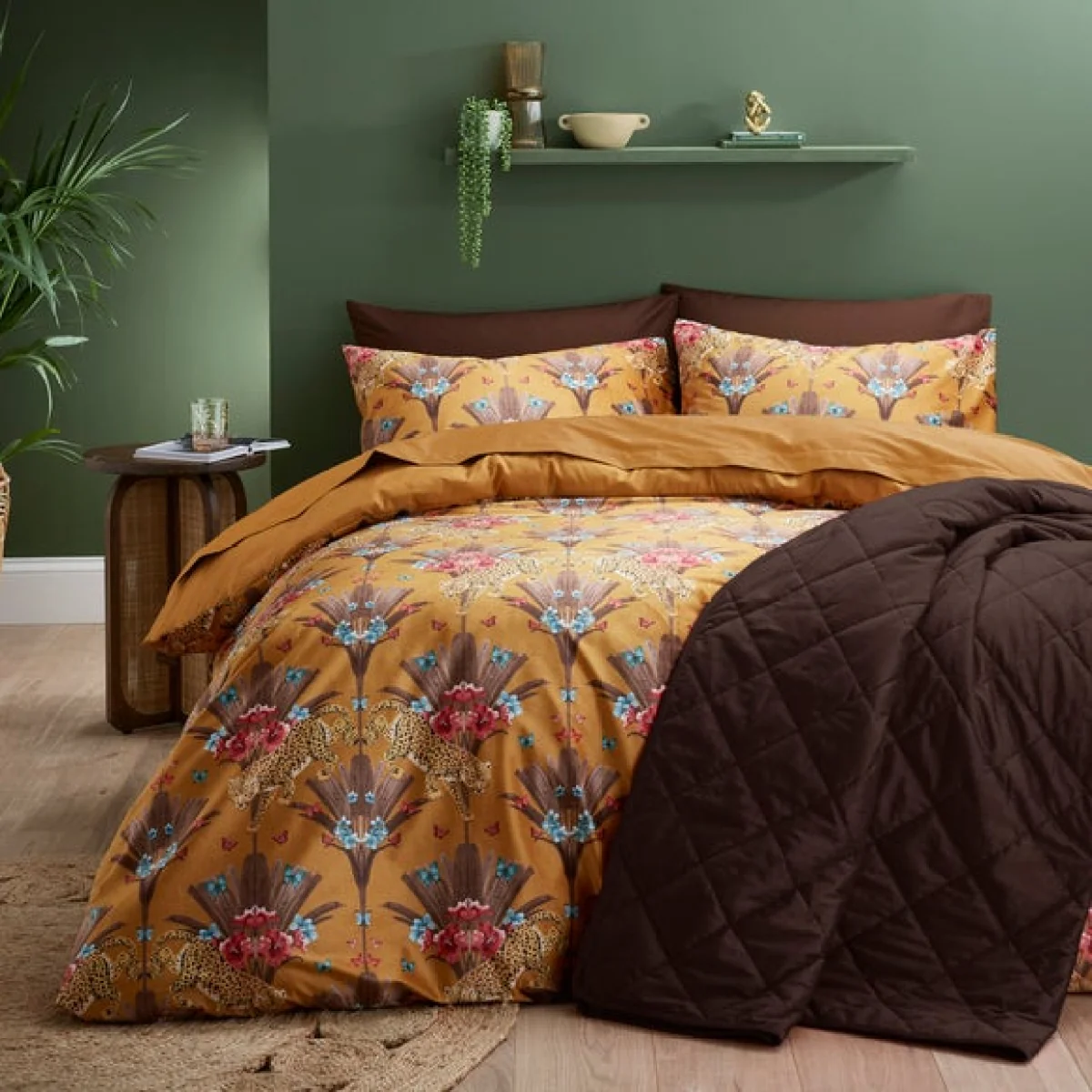 Yael Jungle Leopard Ochre Duvet Cover and Pillowcase Set Ochre – image 5