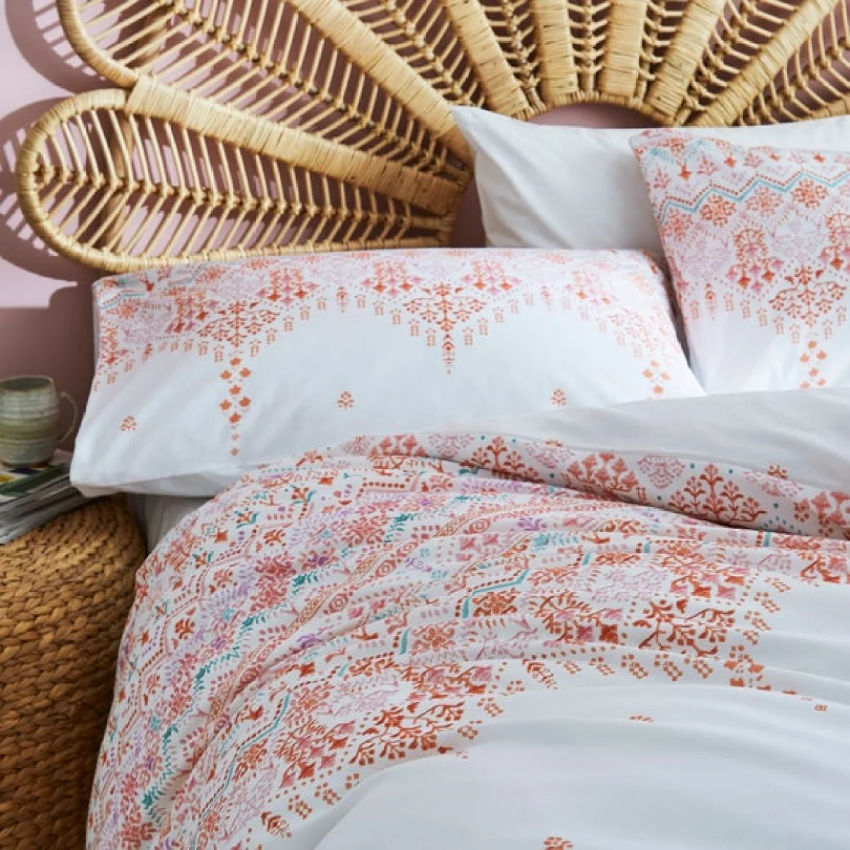 Maeva Tile Print Duvet Cover Set Orange – image 7
