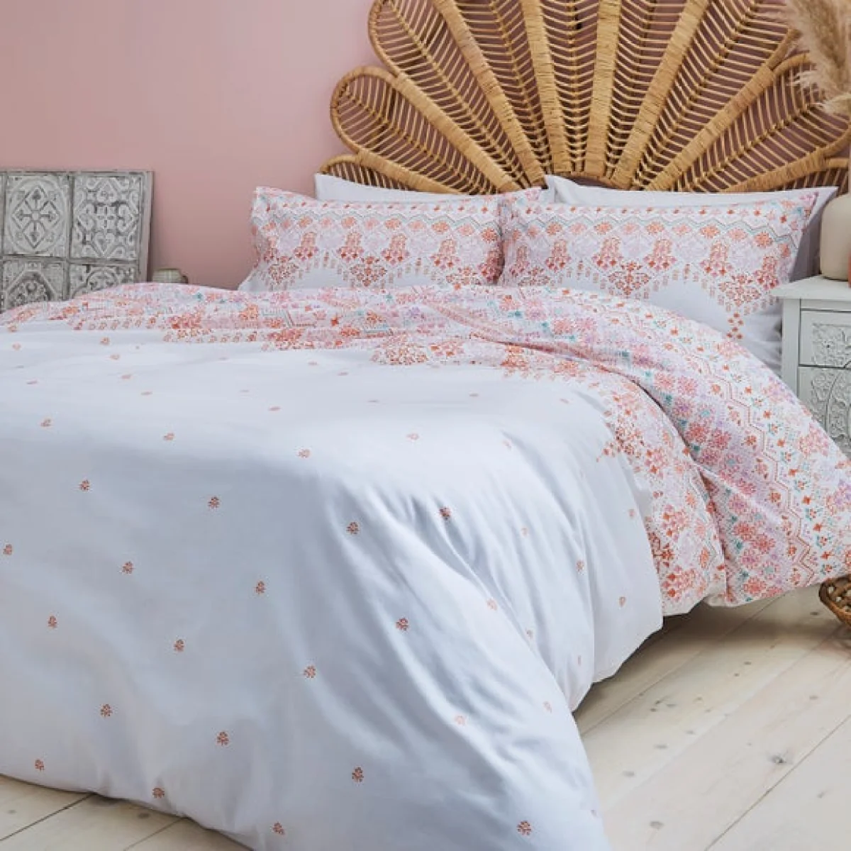 Maeva Tile Print Duvet Cover Set Orange – image 8