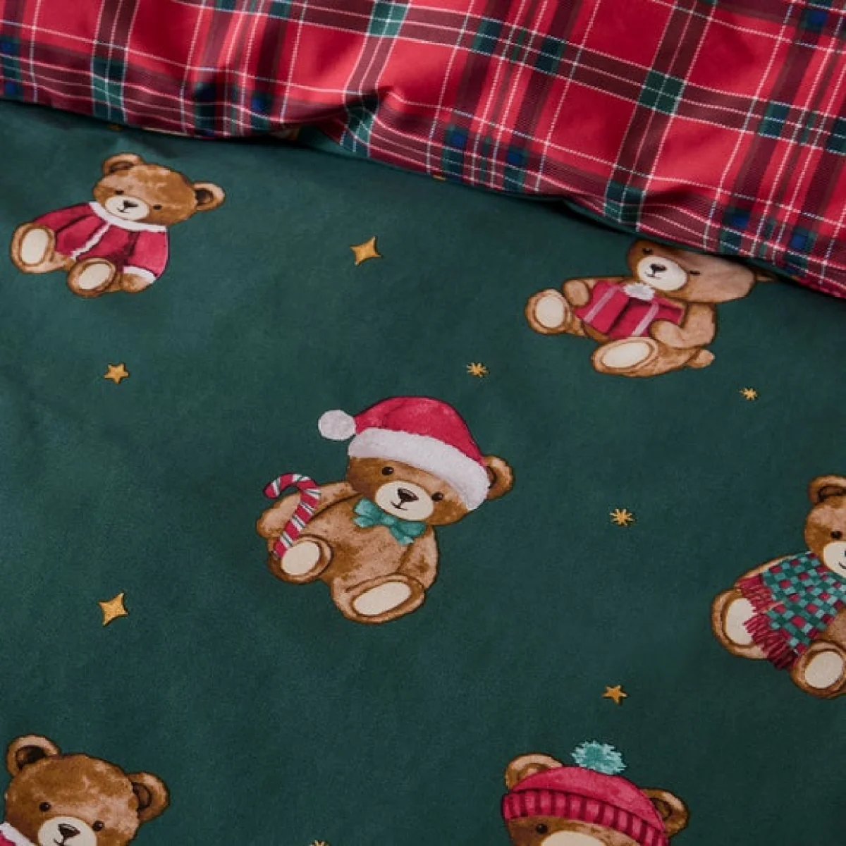 Catherine Lansfield Christmas Tartan Teddy Bear Duvet Cover & Pillowcase Set – image 6