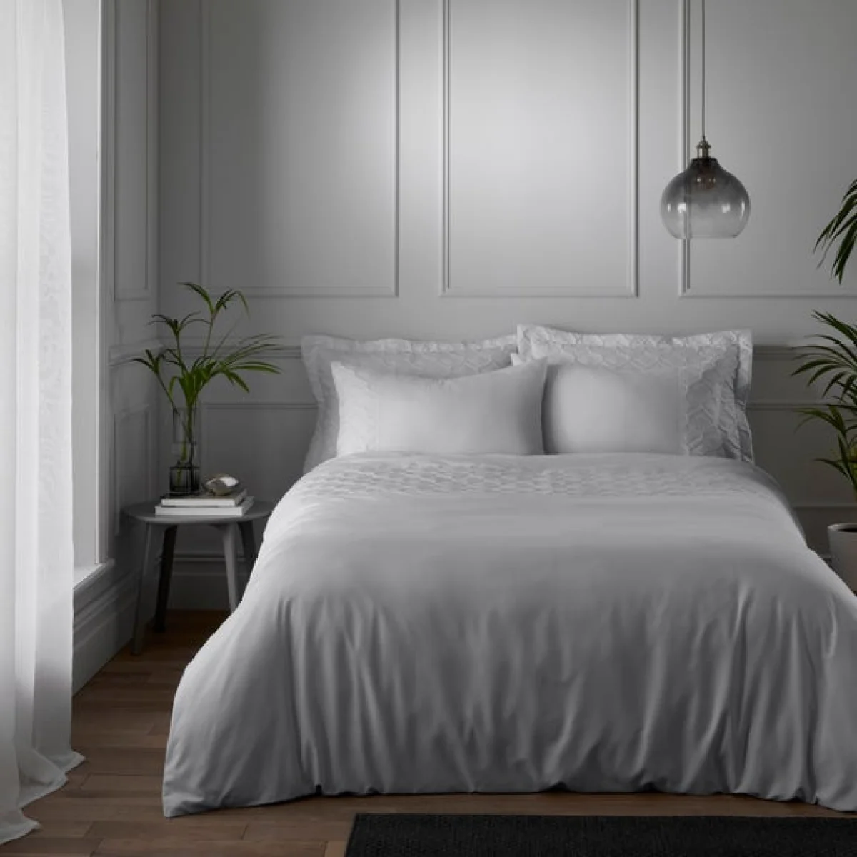 Skyler Silver Duvet Cover and Pillowcase Set Silver – image 1