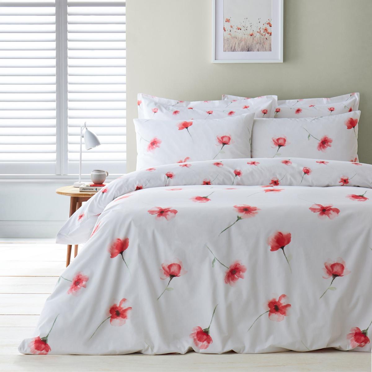 Lexi Poppy Red Duvet Cover and Pillowcase Set Red – image 2