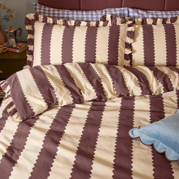 Furn. Birdie Stripe Polycotton Duvet Cover & Pillowcase Set – image 2