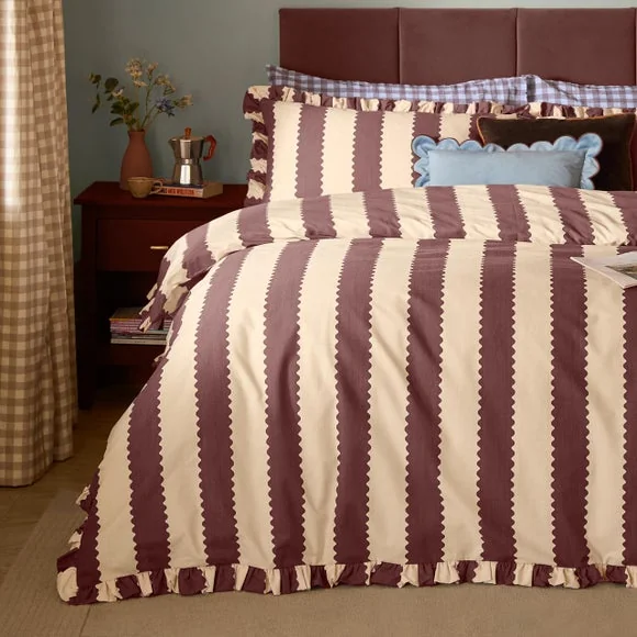 Furn. Birdie Stripe Polycotton Duvet Cover & Pillowcase Set – image 3