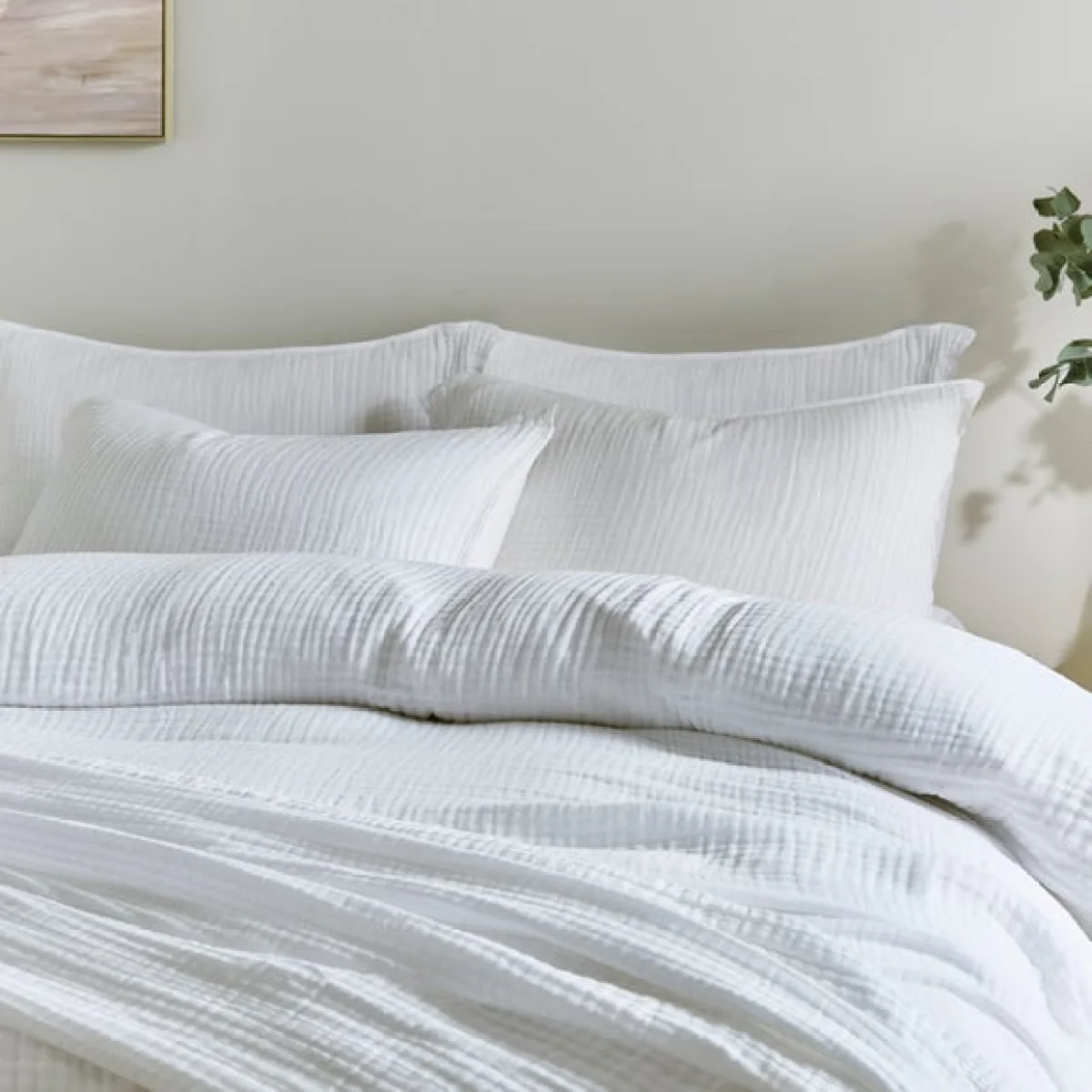 Cotton Muslin Duvet Cover Set White – image 2