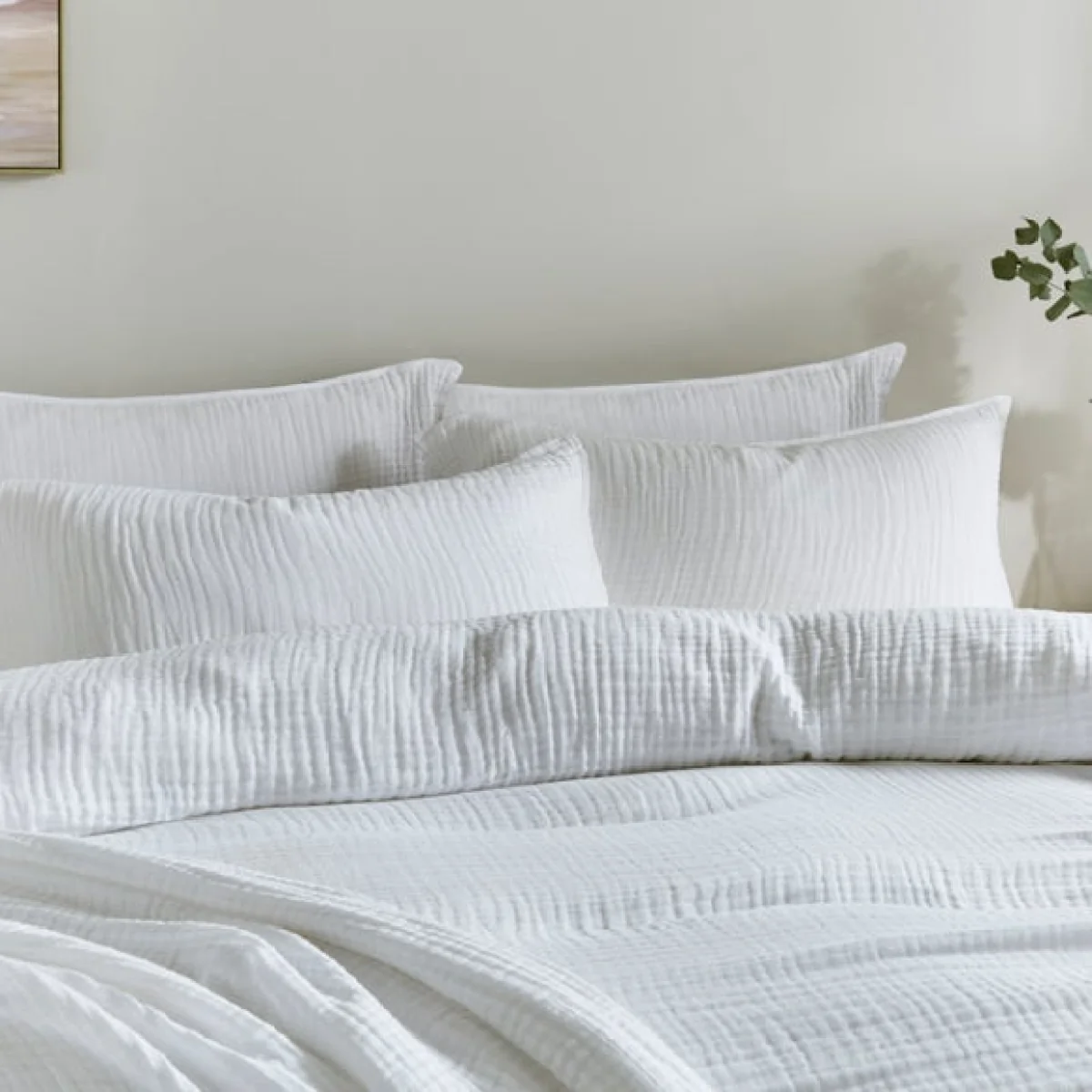 Cotton Muslin Duvet Cover Set White – image 3