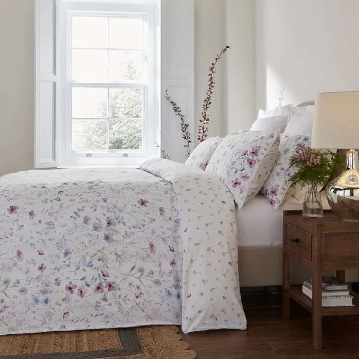 Dorma Wildflower Mauve Cotton Duvet Cover and Pillowcase Set Mauve – image 3