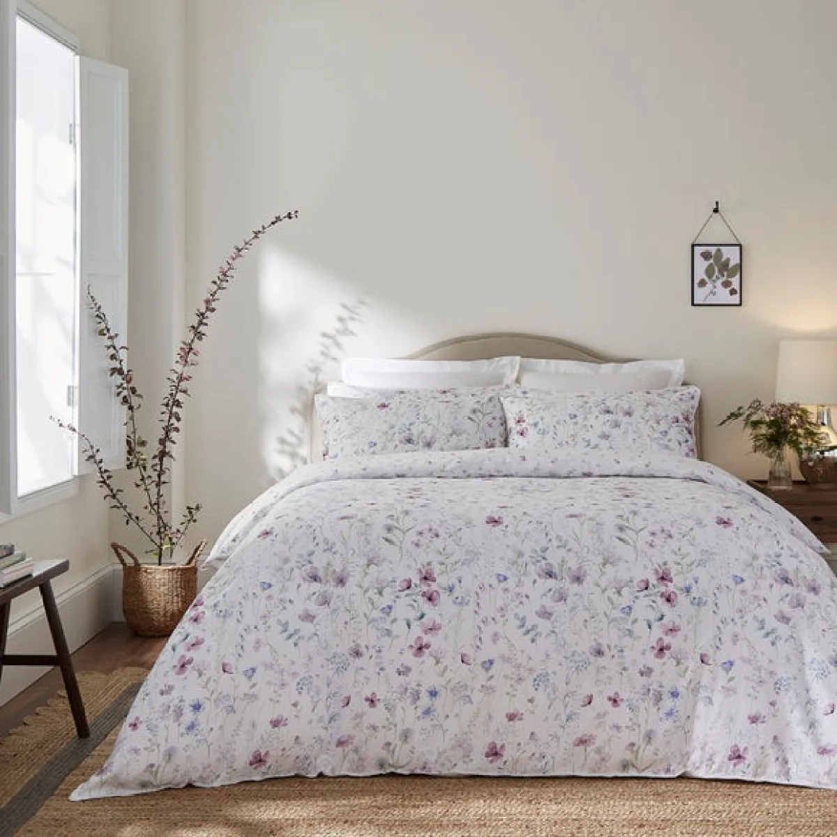Dorma Wildflower Mauve Cotton Duvet Cover and Pillowcase Set Mauve – image 1