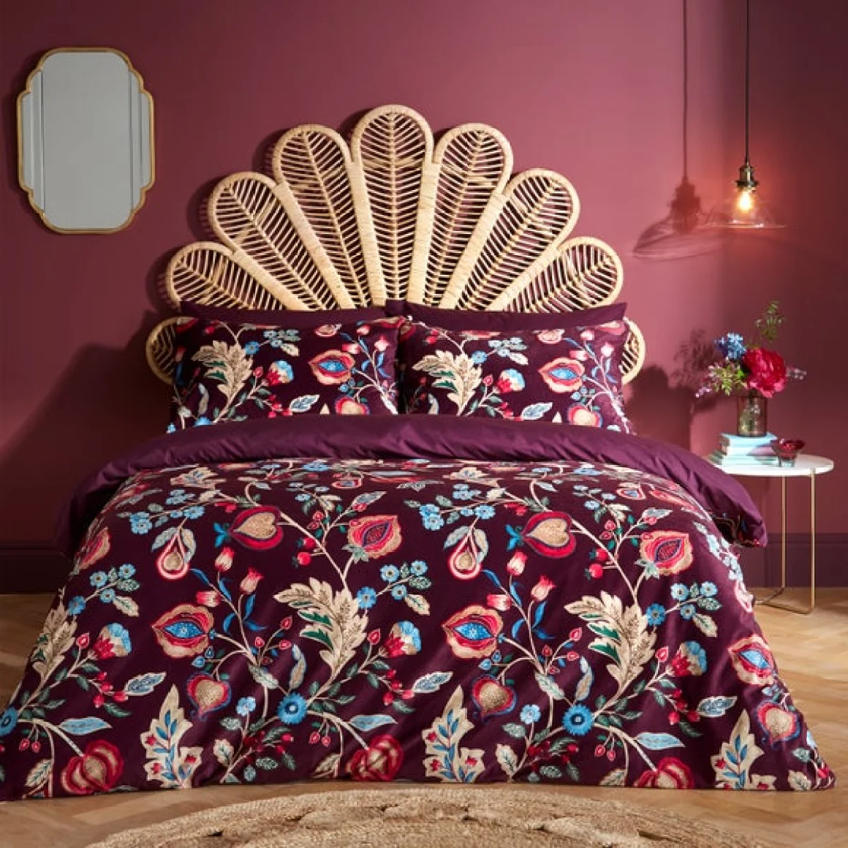 Delilah Purple Floral Fruit Tree Duvet Cover & Pillowcase Set Purple – image 1