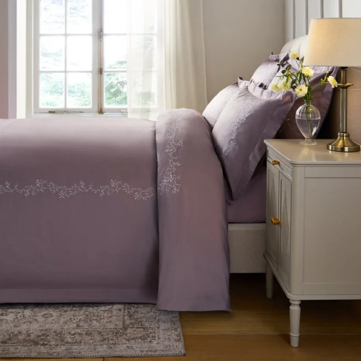 Dorma Camerelle Embroidery 100% Cotton Sateen Duvet Cover & Pillowcase Set – image 4