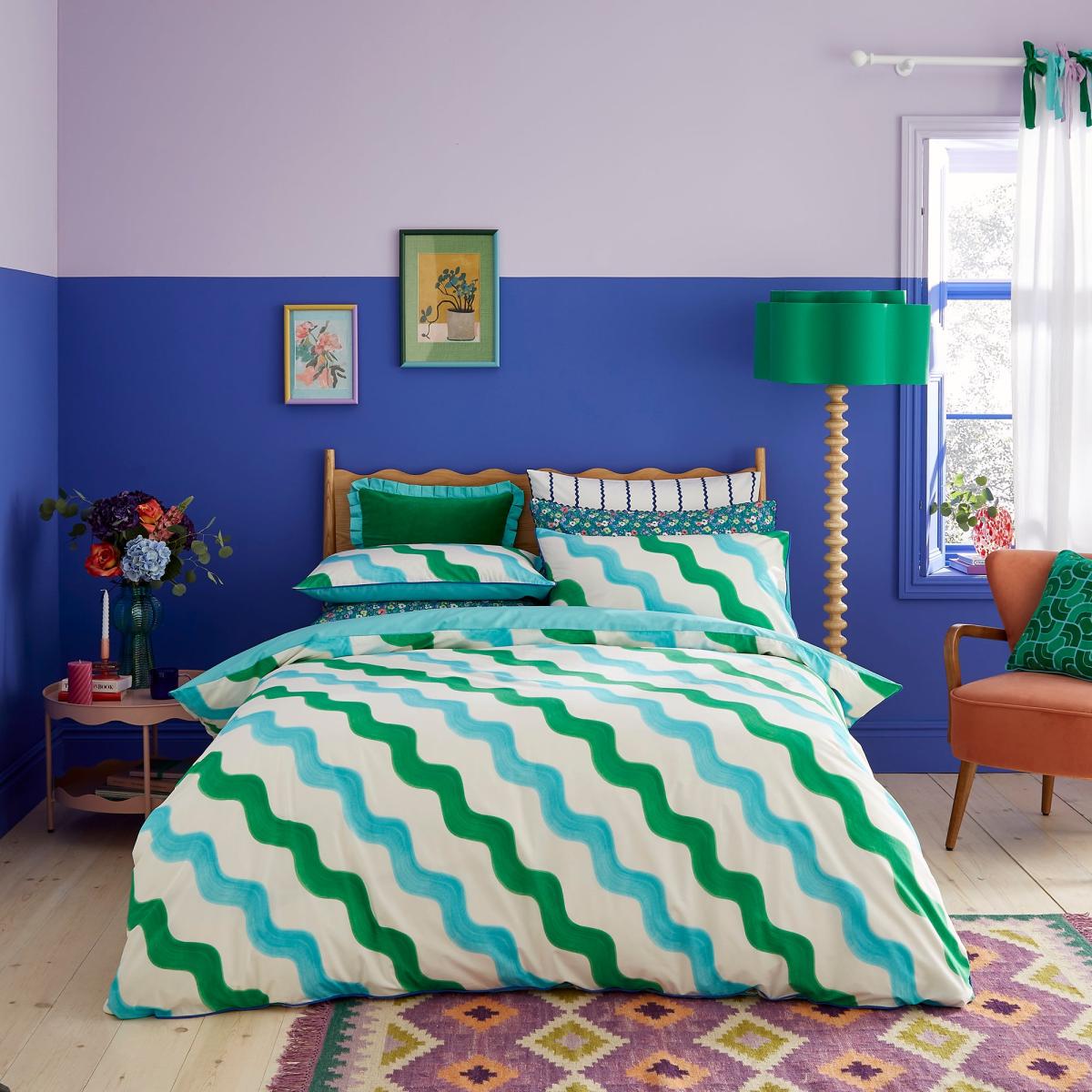 Sophie Robinson Hazy Wave 100% Cotton Duvet Cover & Pillowcase Set – image 1