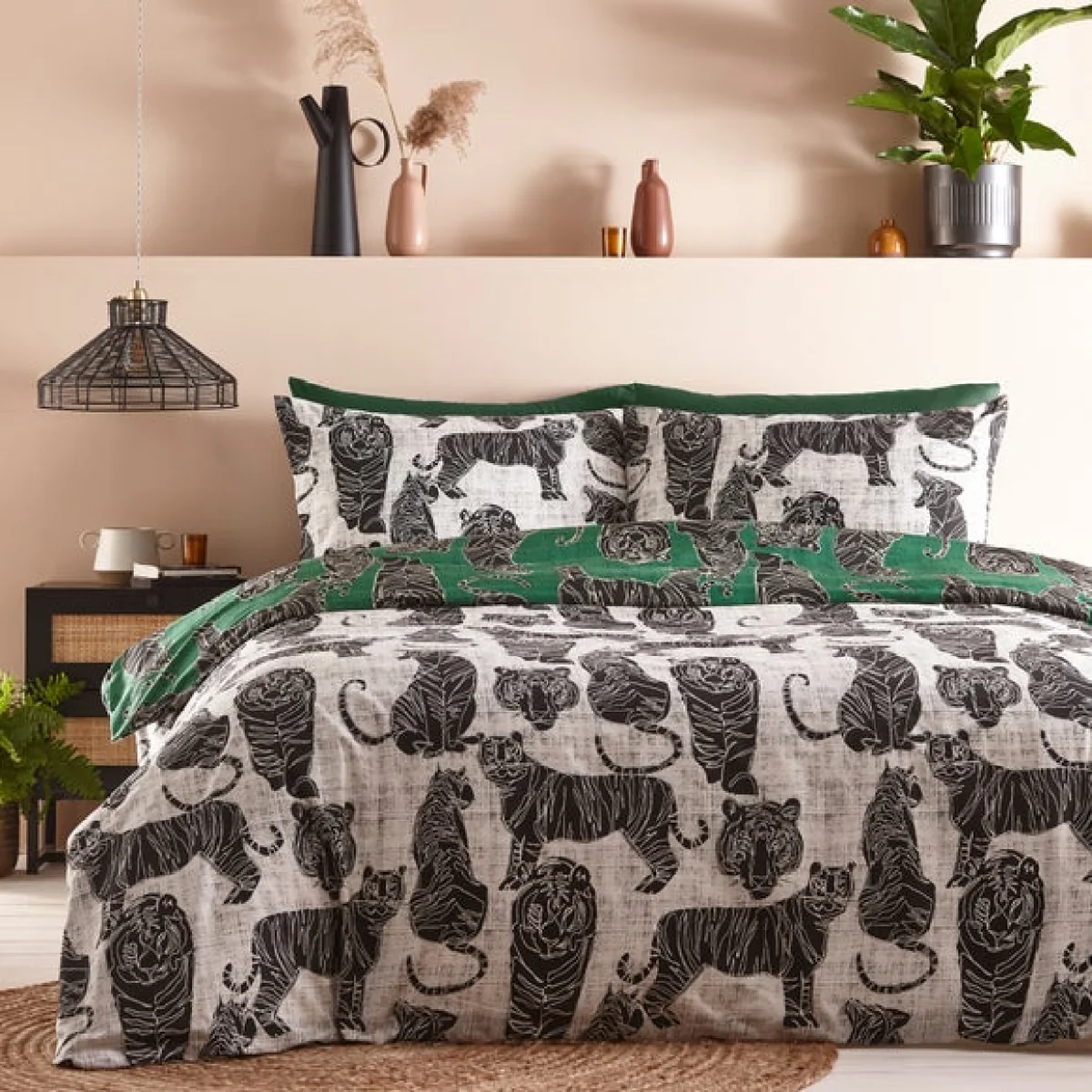 furn. Wildcat Duvet Cover Set Jungle Green Green – image 3