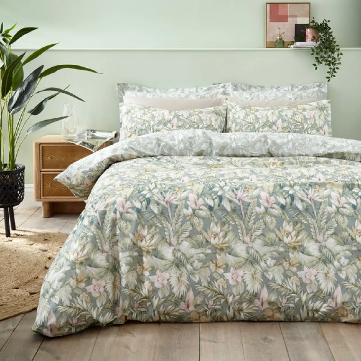Soft Tropics Duvet Cover & Pillowcase Set Lilypad – image 1