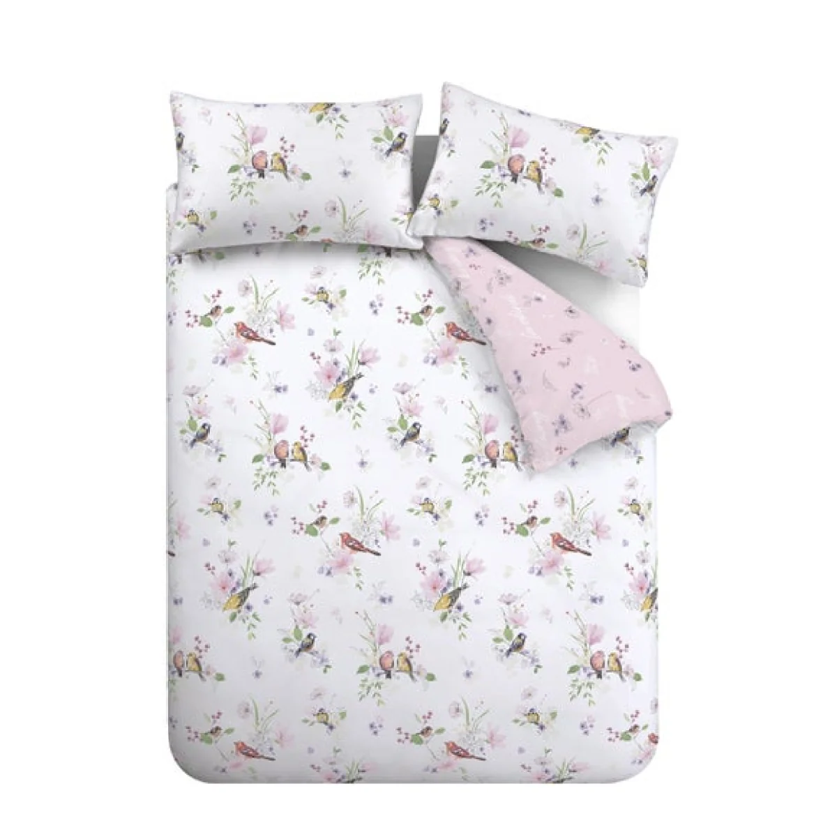 Catherine Lansfield Songbird Pink Reversible Duvet Cover & Pillowcase Set Blush (Pink) – image 5