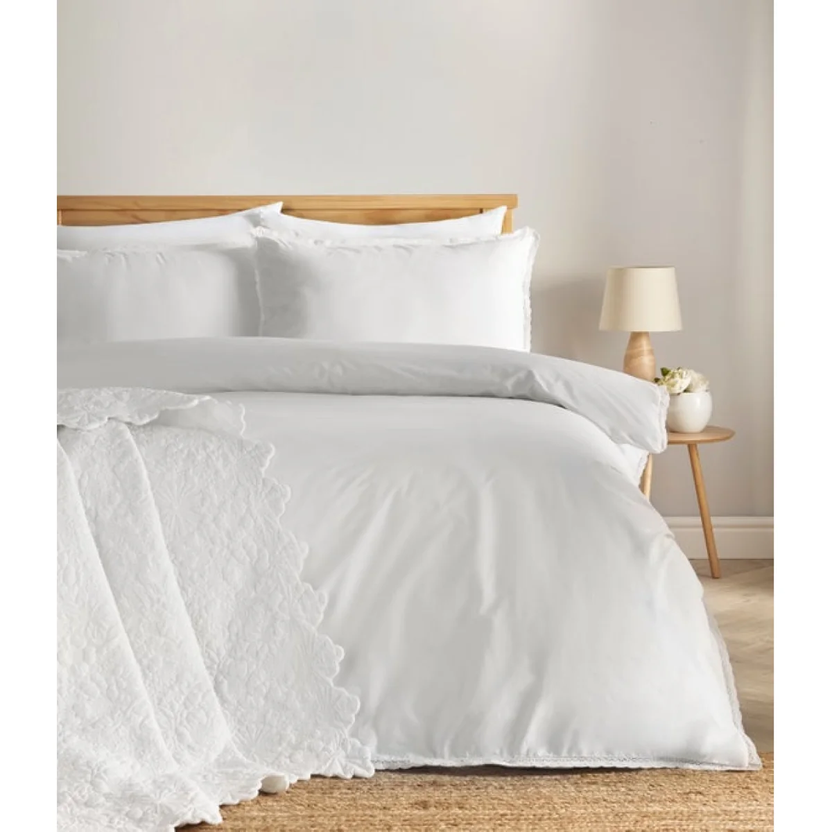 Pure Cotton Lace Duvet Cover & Pillowcase Set – image 2