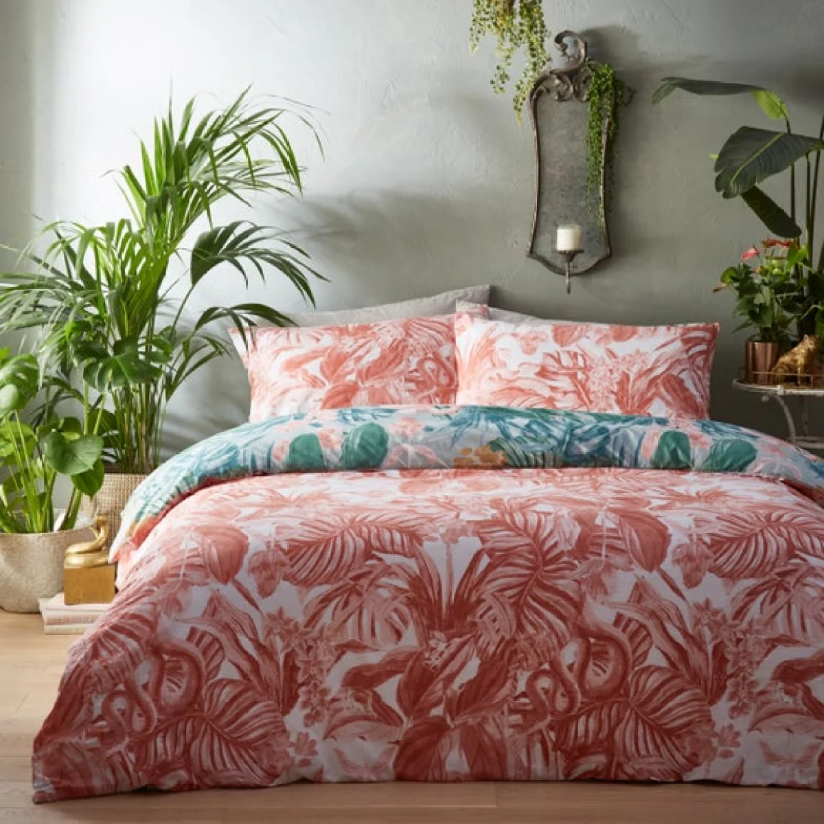 furn. Medinilla Sage Duvet Cover & Pillowcase Set Green/Pink/Yellow – image 3