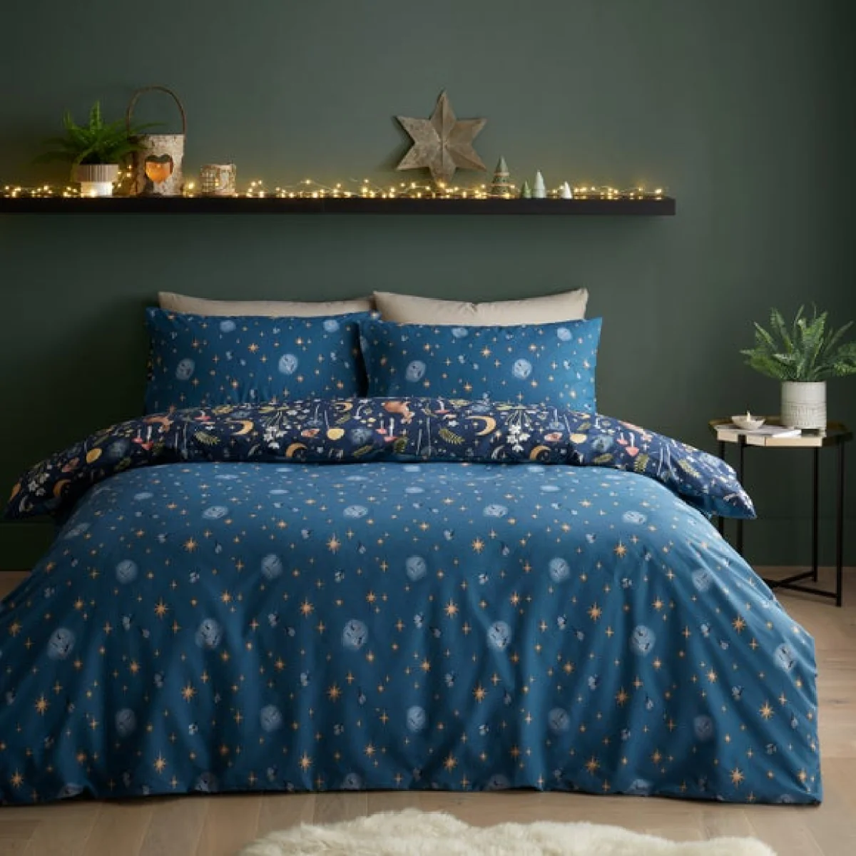 Catherine Lansfield Enchanted Twilight Animals Reversible Blue Duvet Cover & Pillowcase Set Blue – image 3