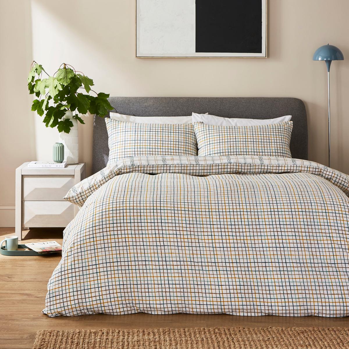 Modern Check Cosy Easycare Duvet Cover and Pillowcase Set Green – image 3