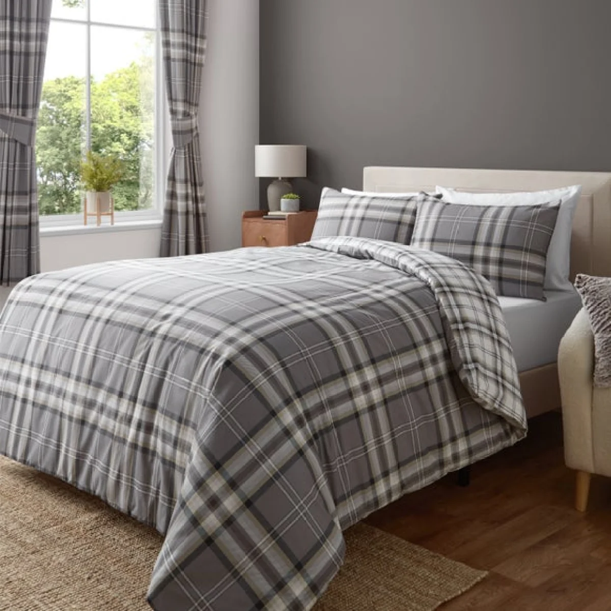 Kelso Check Duvet Cover & Pillowcase Set Red – image 2