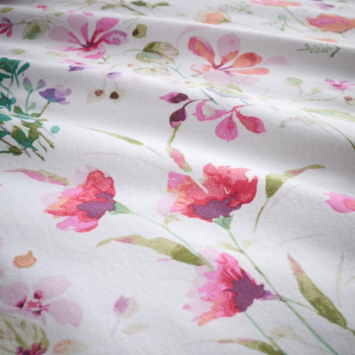 Watercoloured Floral Brushed Cotton Duvet Cover and Pillowcase Set White – image 5