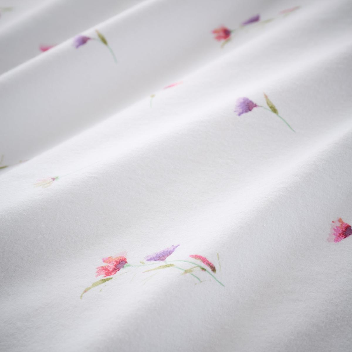 Watercoloured Floral Brushed Cotton Duvet Cover and Pillowcase Set White – image 6