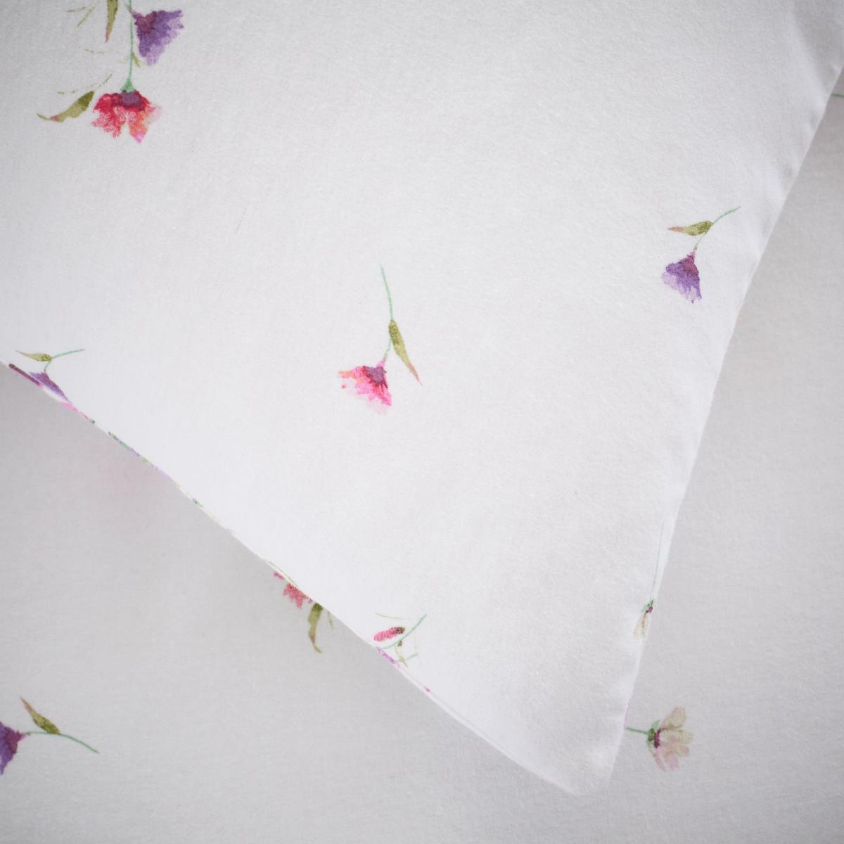 Watercoloured Floral Brushed Cotton Duvet Cover and Pillowcase Set White – image 7