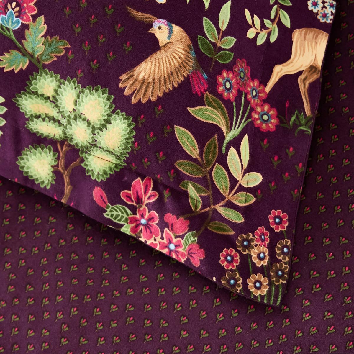 Dorma Folkloric Damson Brushed Cotton Duvet Cover and Pillowcase Set Damson (Purple) – image 5