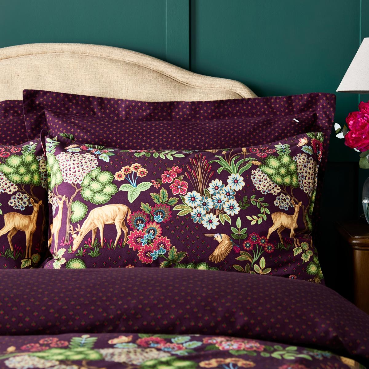 Dorma Folkloric Damson Brushed Cotton Duvet Cover and Pillowcase Set Damson (Purple) – image 7