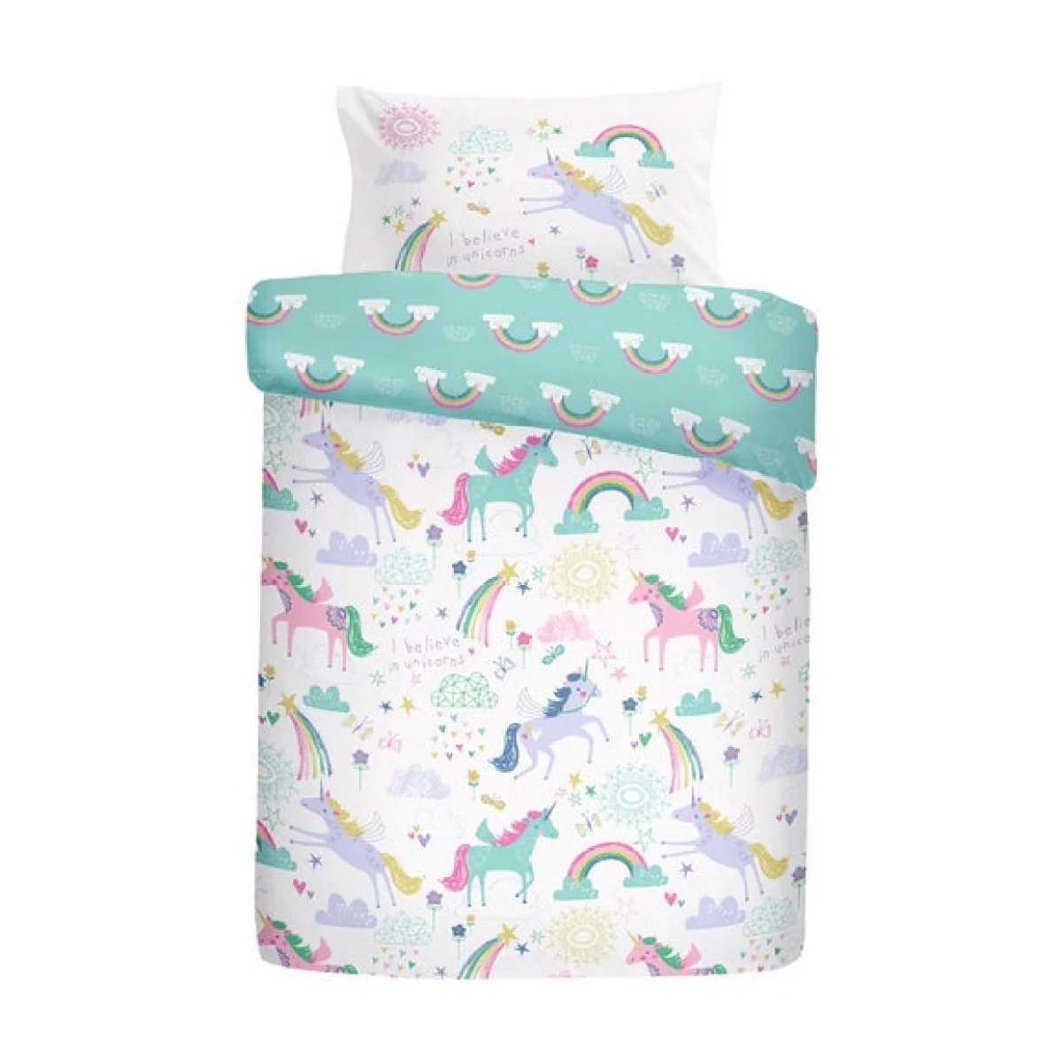 Rainbow Unicorn Duvet Cover & Pillowcase Set MultiColoured – image 5