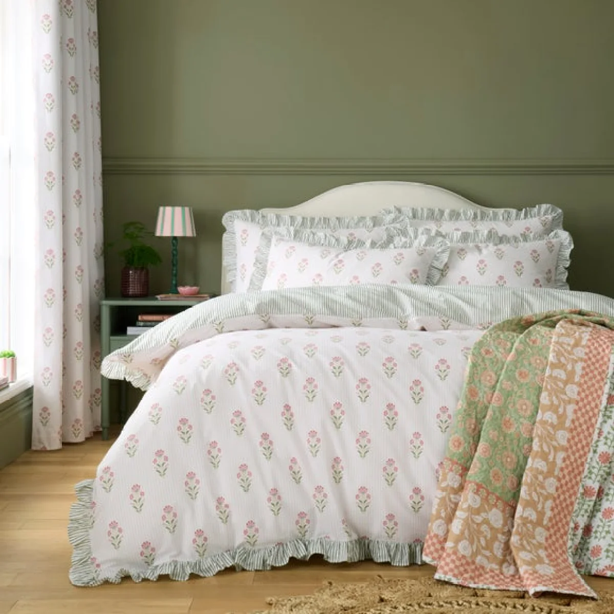Fiorella Frilled 100% Cotton Duvet Cover & Pillowcase Set – image 7
