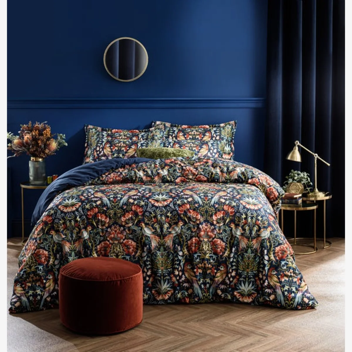 Magestic Birds Navy Duvet Cover & Pillowcase Set Navy (Blue) – image 1
