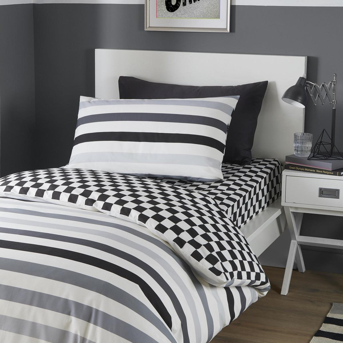 Becket Stripe Duvet Cover & Pillowcase Set Black – image 2