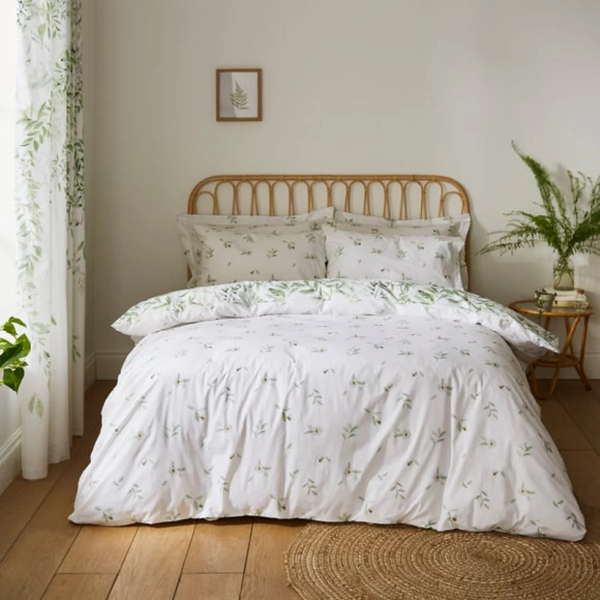 Willow Trail Green Duvet Cover and Pillowcase Set Green/White – image 3