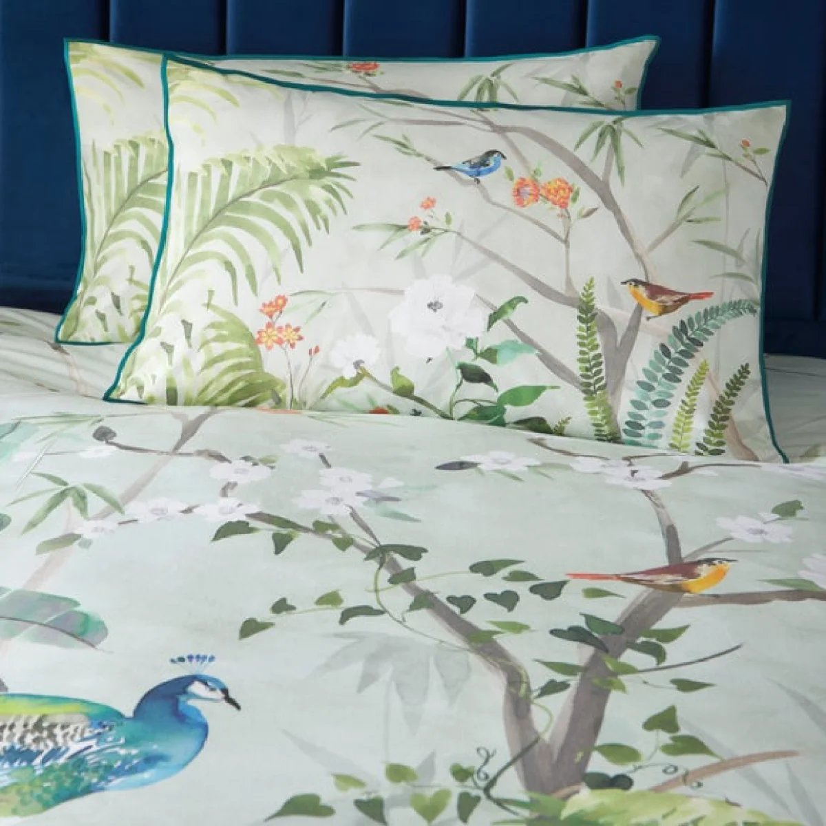 Peacock Jungle Green Duvet Cover and Pillowcase Set Green – image 2