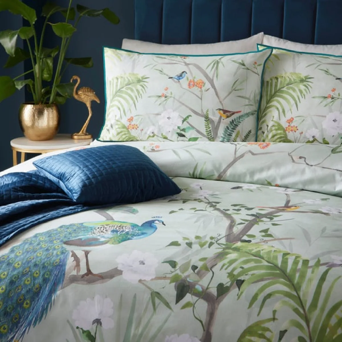 Peacock Jungle Green Duvet Cover and Pillowcase Set Green – image 3