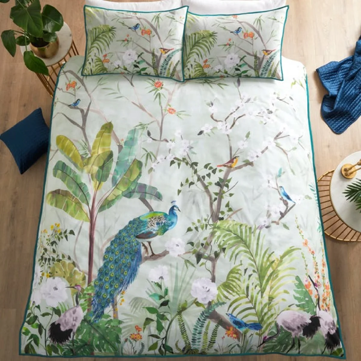 Peacock Jungle Green Duvet Cover and Pillowcase Set Green – image 5