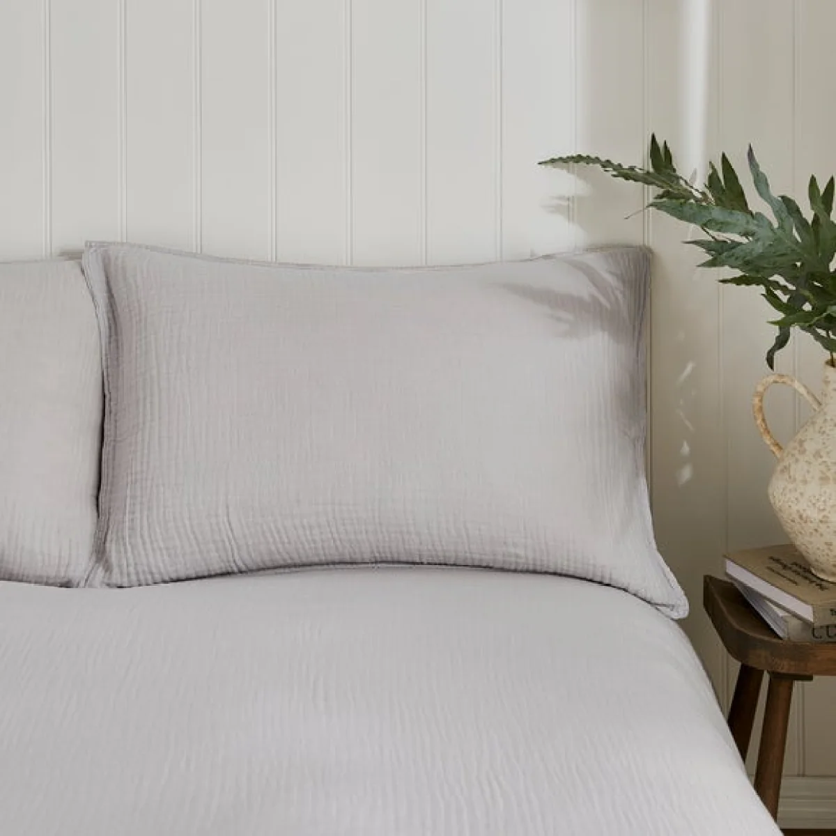 Cotton Muslin Duvet Cover Set Mauve – image 3